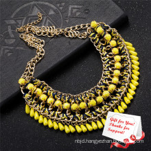 Ethnic Yellow Beads Stone Tassel Evening Dress Accessories Jewelry Necklace Gifts